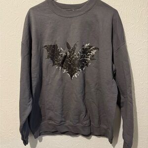Gray Sweatshirt with Bat Design